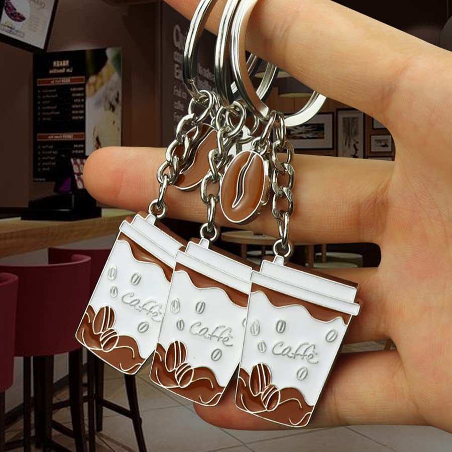 ARFUKA Coffee Cup Keychain Set for Men and Women