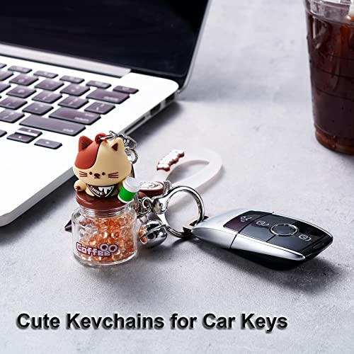 HONYJOOM Coffee Bean Cat Keychain for Women Men