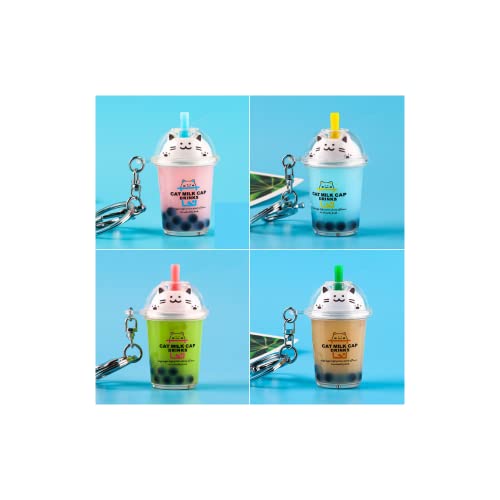 Christmas Cat Cup Acrylic Key Ring Jewelry Fashion