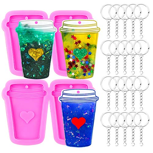 22Pc Silicone Coffee Cup Keychain Resin Mold Kit