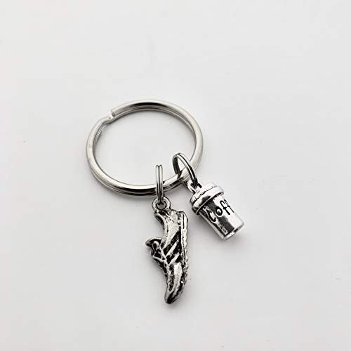 Coffee Fueled Running Shoe Key Chain with 3D Cup