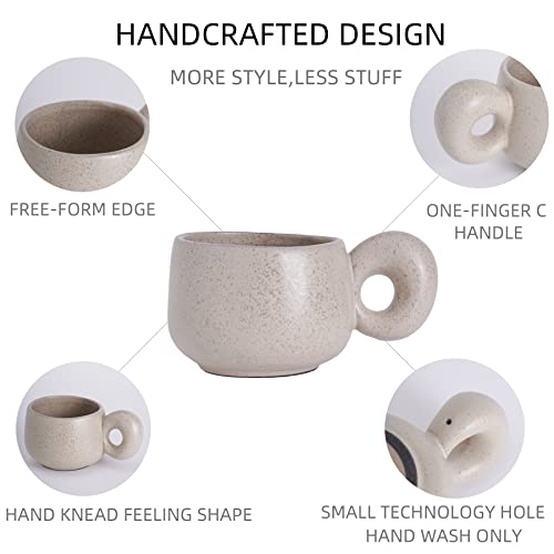 Handmade 10 oz Ceramic Coffee Mugs Set of 2