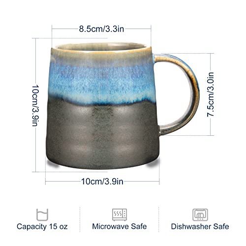 Handmade Pottery 15 oz Coffee Mug, Microwave Safe