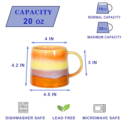 Handmade Ceramic Mugs - 20 oz - Orange