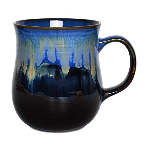 Bosmarlin Blue Ceramic Coffee Mug, 21 Oz, Dishwasher/Microwave Safe