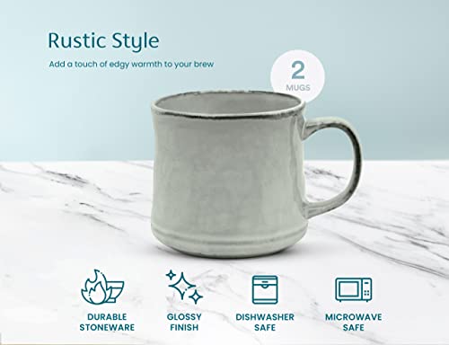 KooK Glazed Ceramic Coffee Mugs, 15 oz, Set of 2