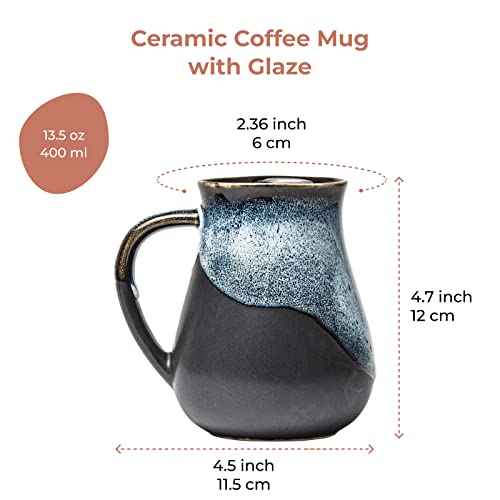 Blue Ceramic Handmade Coffee Mug - 14 oz