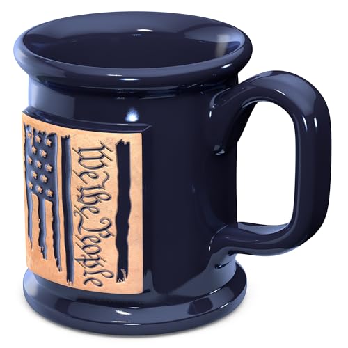 16oz Handmade Ceramic Coffee Mug: We The People Flag