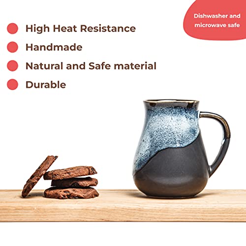 Blue Ceramic Handmade Coffee Mug - 14 oz