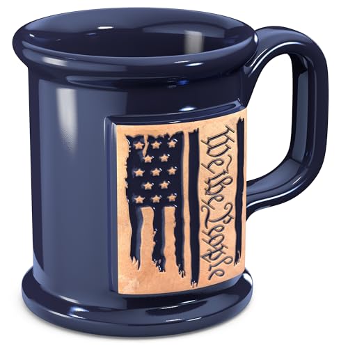 16oz Handmade Ceramic Coffee Mug: We The People Flag
