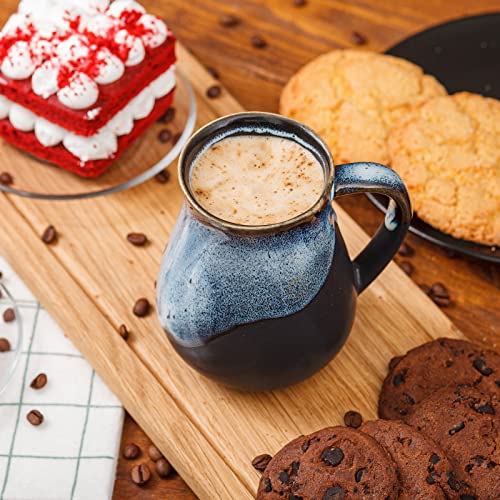 Blue Ceramic Handmade Coffee Mug - 14 oz
