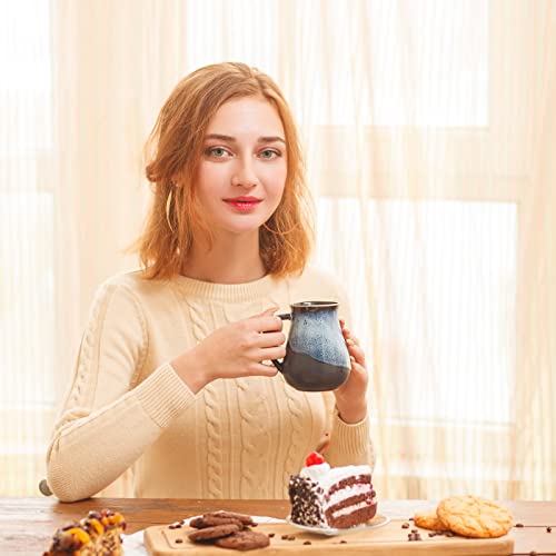 Blue Ceramic Handmade Coffee Mug - 14 oz