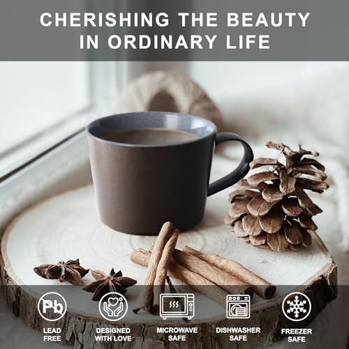 Vambechda 10 oz Handmade Ceramic Coffee Mug, Japanese Style