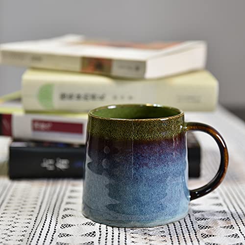 Handmade Green Ceramic Coffee Mug, 16.5 Oz