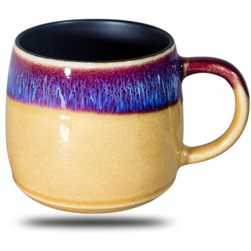 oojdzoo Oversized Handmade Ceramic Coffee Mugs (Purple/Sand)