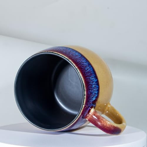oojdzoo Oversized Handmade Ceramic Coffee Mugs (Purple/Sand)