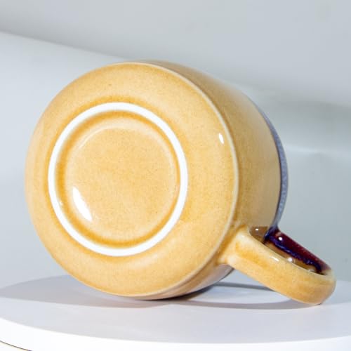 oojdzoo Oversized Handmade Ceramic Coffee Mugs (Purple/Sand)