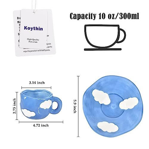 Ceramic Coffee Mug with Saucer, Handmade Cup