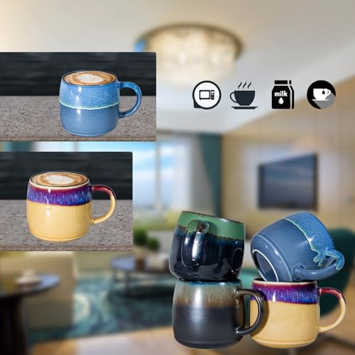 oojdzoo Oversized Handmade Ceramic Coffee Mugs (Purple/Sand)