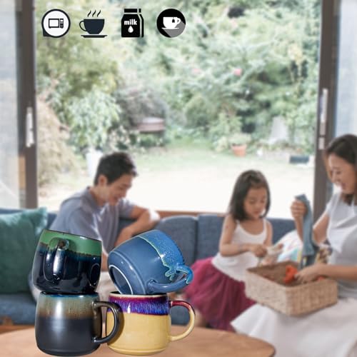 oojdzoo Oversized Handmade Ceramic Coffee Mugs (Purple/Sand)