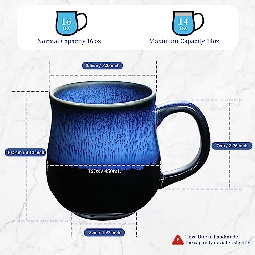 Handmade Glazed Ceramic Coffee Mug, 16 Oz