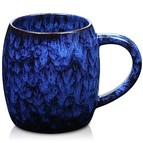 Handmade 26 oz Ceramic Coffee Mug (Deep Blue)