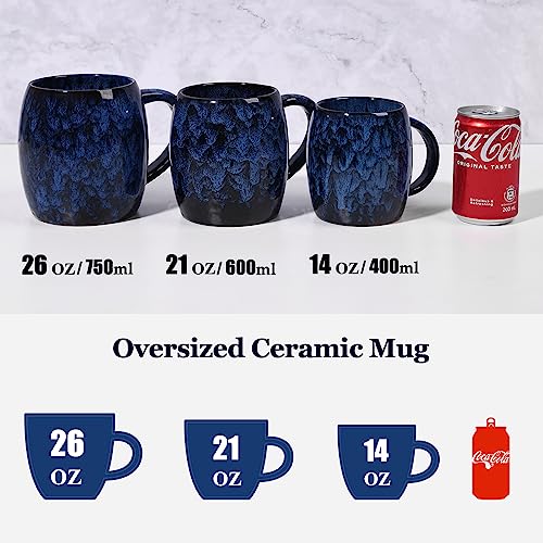 Handmade 26 oz Ceramic Coffee Mug (Deep Blue)