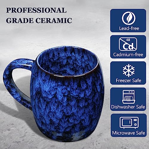 Handmade 26 oz Ceramic Coffee Mug (Deep Blue)