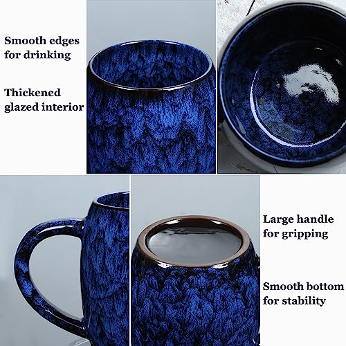 Handmade 26 oz Ceramic Coffee Mug (Deep Blue)