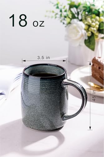 Handmade Gradient Blue Coffee Mugs Set, 18oz