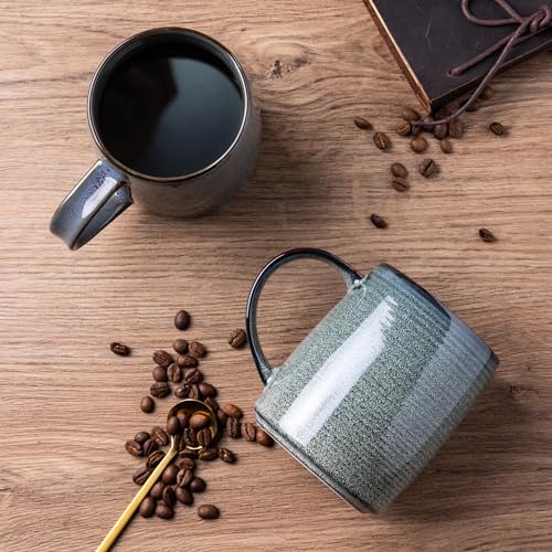 Handmade Gradient Blue Coffee Mugs Set, 18oz