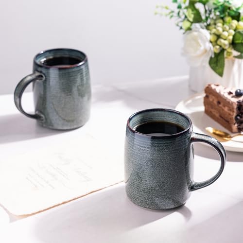 Handmade Gradient Blue Coffee Mugs Set, 18oz