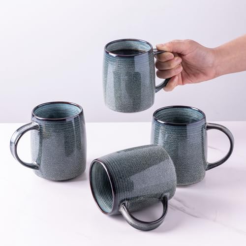 Handmade Gradient Blue Coffee Mugs Set, 18oz