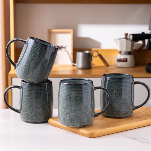 Handmade Gradient Blue Coffee Mugs Set, 18oz