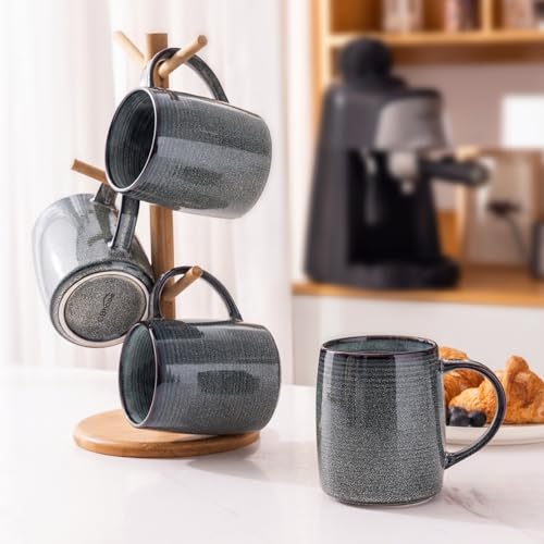 Handmade Gradient Blue Coffee Mugs Set, 18oz