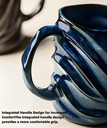 17oz Embossed Face Shape Ceramic Coffee Mug - Blue