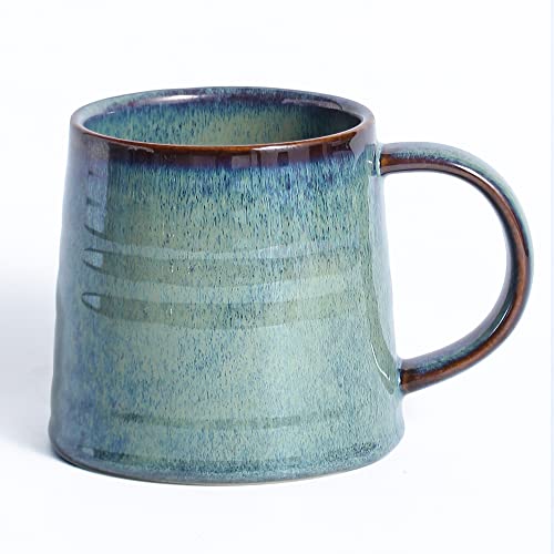Handmade Ceramic Coffee Mug, 15.5 oz, Blue Green