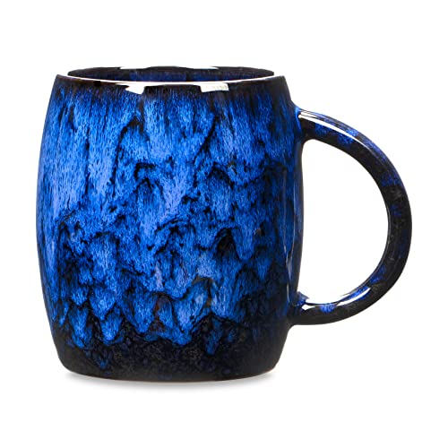 Handmade Blue Glazed Ceramic Coffee Mug 12oz