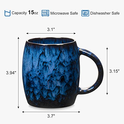 Handmade Blue Glazed Ceramic Coffee Mug 12oz