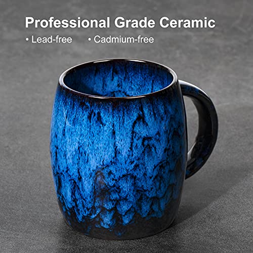 Handmade Blue Glazed Ceramic Coffee Mug 12oz
