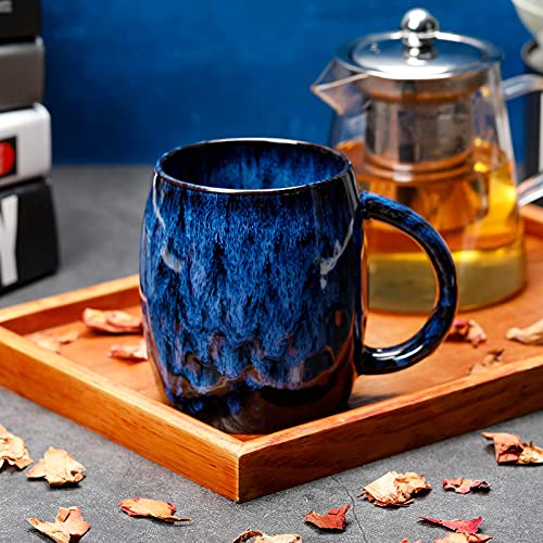 Handmade Blue Glazed Ceramic Coffee Mug 12oz