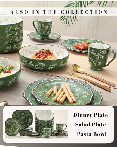 KUNABOO Ceramic Coffee Mug Set - Sakura Floral Green