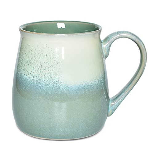 Bosmarlin Large Green Ceramic Coffee Mug, 21 Oz