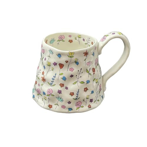 Floral Design Ceramic Coffee Mug - 18 oz