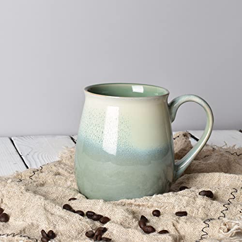 Bosmarlin Large Green Ceramic Coffee Mug, 21 Oz