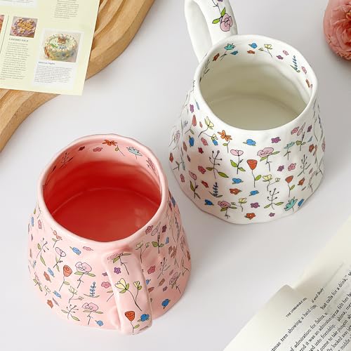 Floral Design Ceramic Coffee Mug - 18 oz