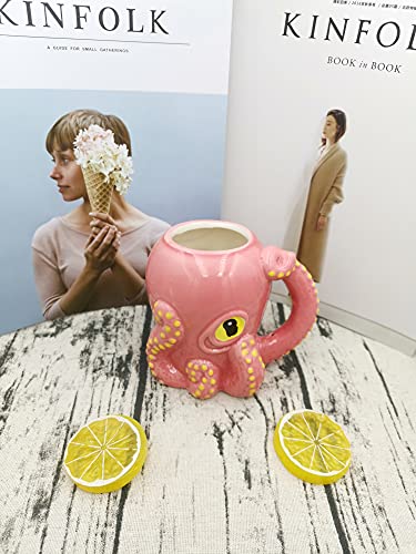3D Pink Octopus Ceramic Mug for Coffee Enthusiasts
