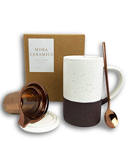 Rustic Matte Ceramic Coffee Mug with Herbal Tea Strainer
