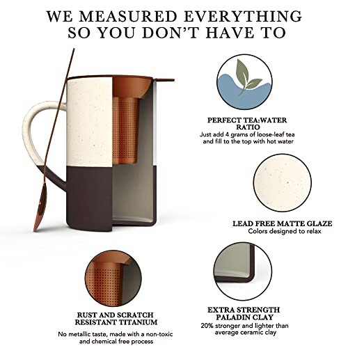 Rustic Matte Ceramic Coffee Mug with Herbal Tea Strainer