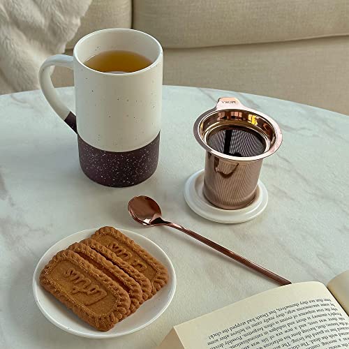 Rustic Matte Ceramic Coffee Mug with Herbal Tea Strainer
